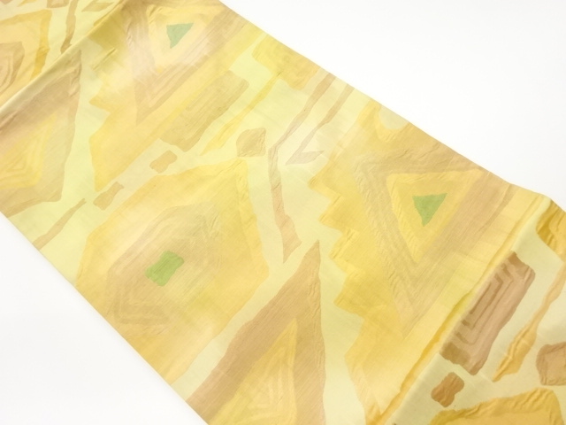 JAPANESE KIMONO / VINTAGE NAGOYA OBI / MATELASSE / WOVEN ABSTRACT PATTERN